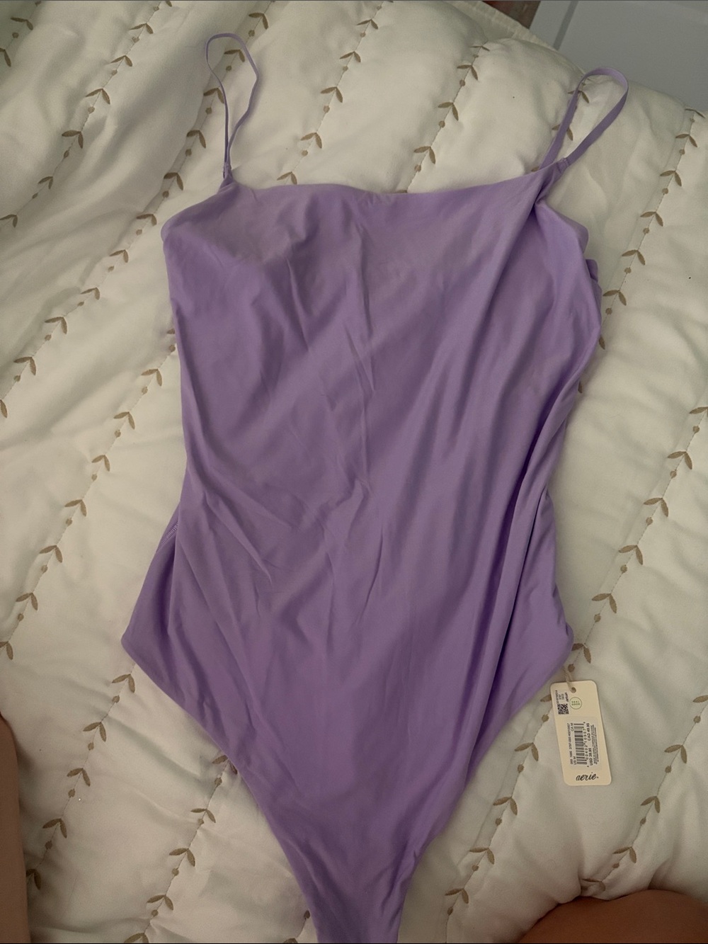 NWT Aerie SMOOTHEZ Lavender Scoop Spaghetti Strap Thong Bodysuit